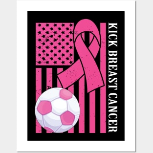 Kick Breast Cancer Awareness Soccer Pink Ribbon Posters and Art